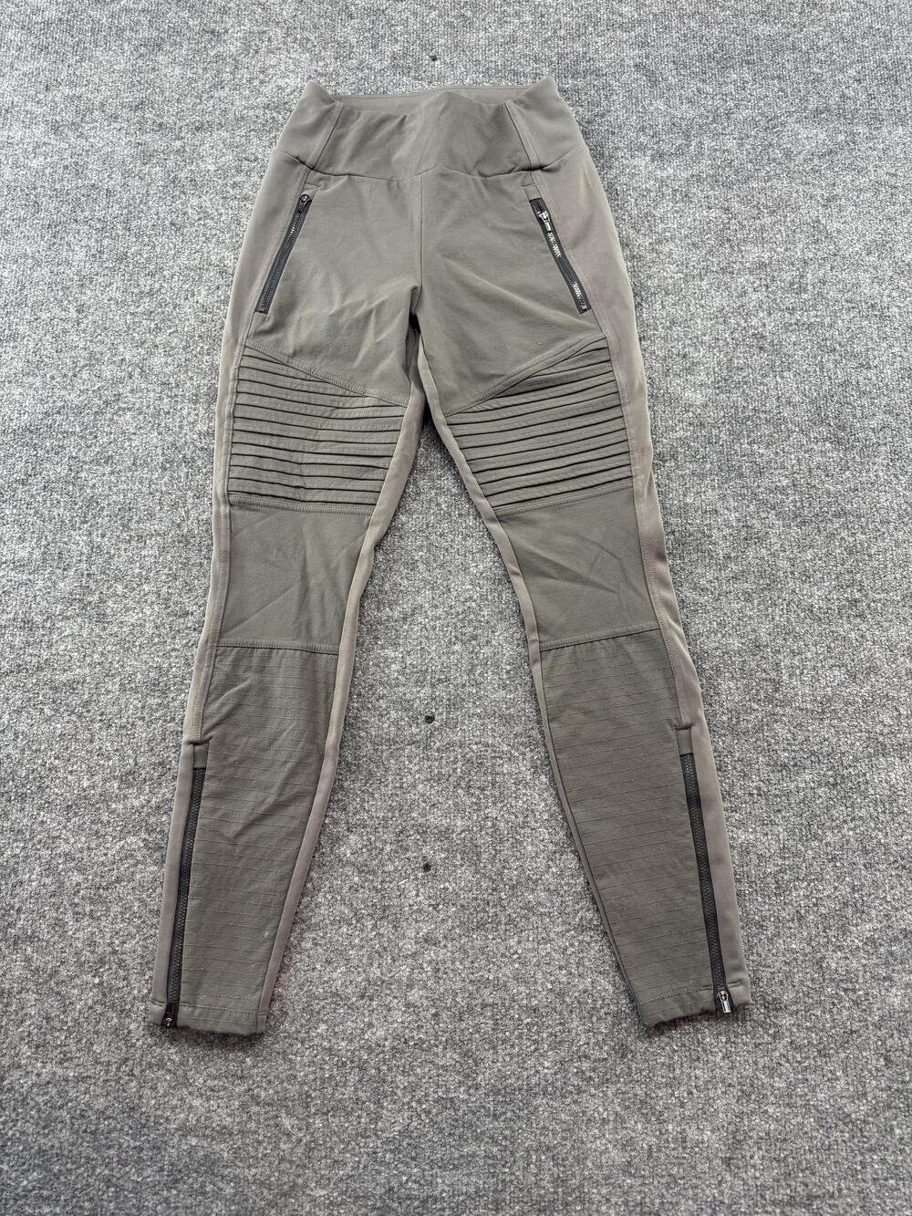 Athleta Headlands Hybrid Moto Tight Leggings Womens 4 Green Ankle Zip Pockets